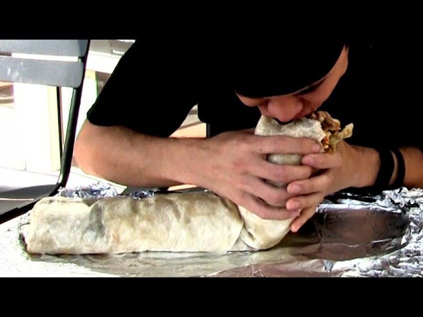 Guy Eats Giant Burrito in 2 Minutes 91X San Diego